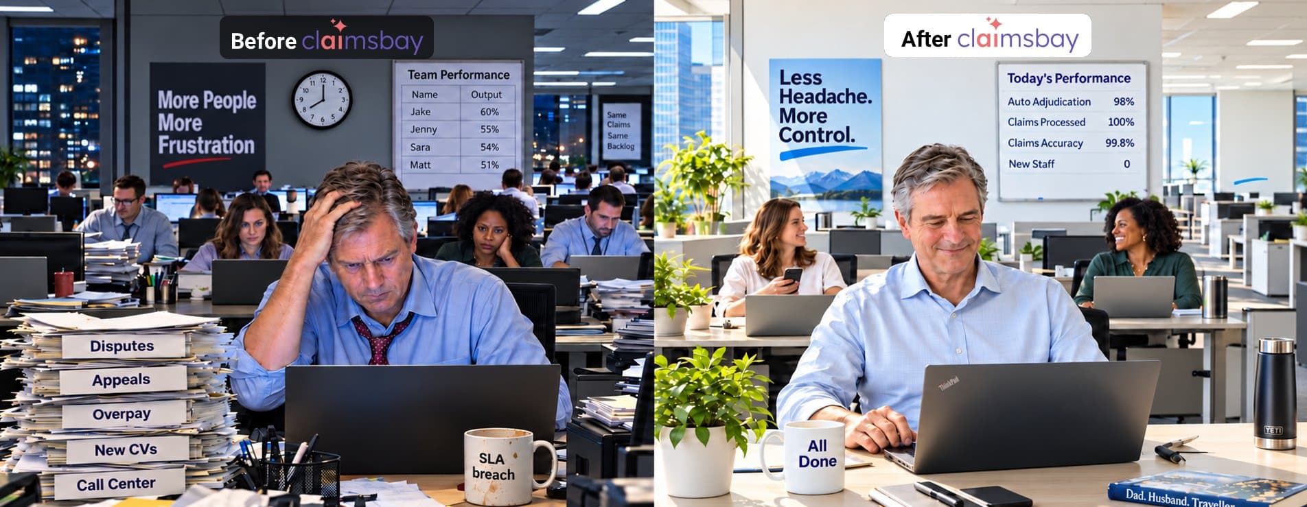 Before ClaimsBay: a crowded claims office under pressure